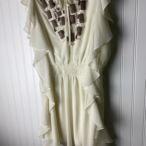 Double Zero Ivory Dress Keyhole Beading Front - Picture 8 of 10